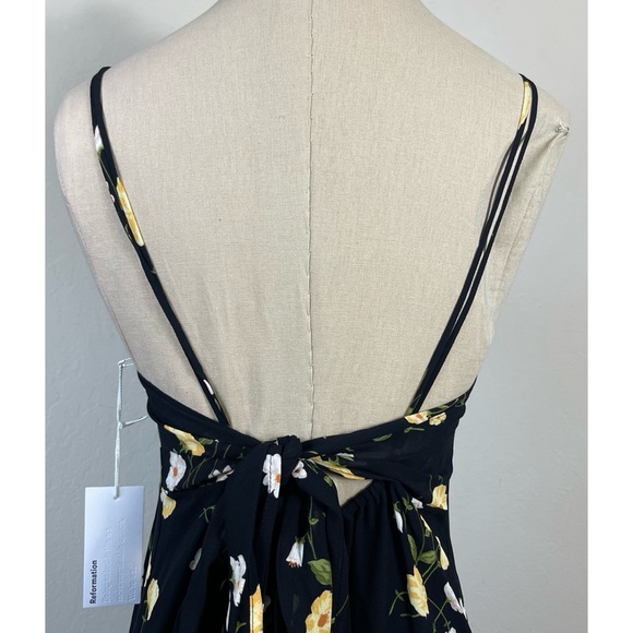 Reformation Black Floral Sleeveless Lightweight Midi Dress - Picture 4 of 4